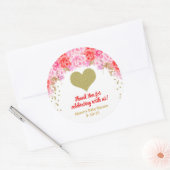 Valentijnsdag baby shower stickers, roze rood goud ronde sticker (Envelop)