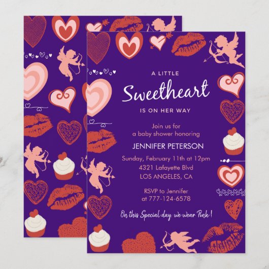 Valentijnsdag baby shower uitnodiging Het is een m (Voorkant / Achterkant)