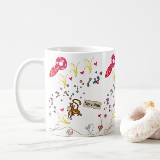 Valentijnsdag Bananen Aap Mokken (Met donut)