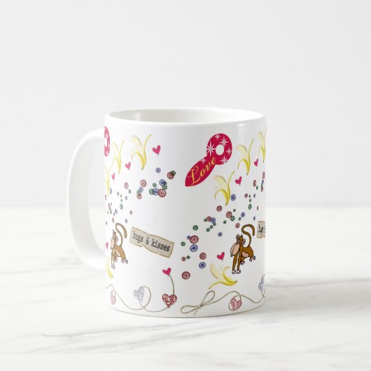 Valentijnsdag Bananen Aap Mokken (Voorkant links)
