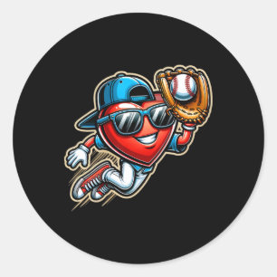 Valentijnsdag Baseball Boys Kinder Funny 2 Ronde Sticker
