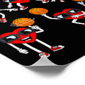 Valentijnsdag Basketball Heart Dunking Dribbling Poster (Hoek)