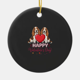 Valentijnsdag Basset Hound Bloemenhond Keramisch Ornament