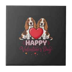 Valentijnsdag Basset Hound Bloemhond Tegeltje