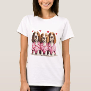 Valentijnsdag Basset Hound Dogs T-shirt