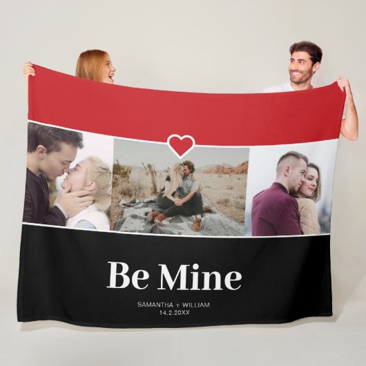 Valentijnsdag Be Mine Fotocollage Fleece Deken (In situ)