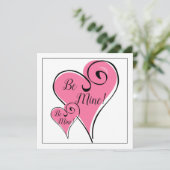 Valentijnsdag Be Mine Hearts & Verse Whimsical Feestdagenkaart (Staand voorkant)