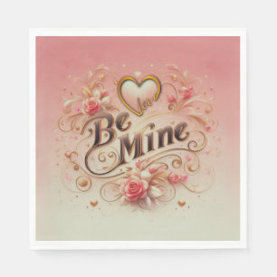 Valentijnsdag Be Mine Ontwerp met Hart, Quote Servet