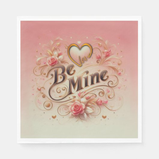 Valentijnsdag Be Mine Ontwerp met Hart, Quote Servet (Voorkant)