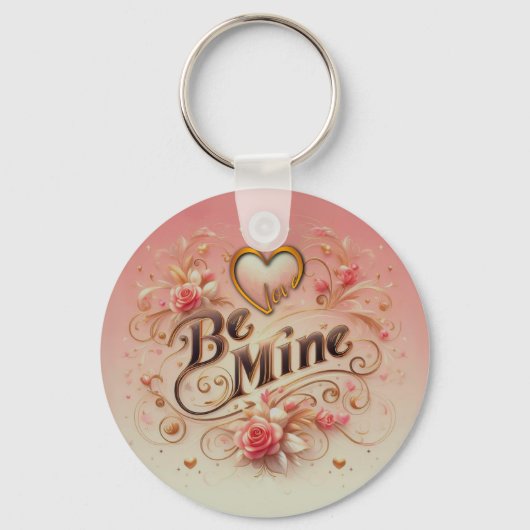 Valentijnsdag Be Mine Ontwerp met Hart, Quote Sleutelhanger (Voorkant)