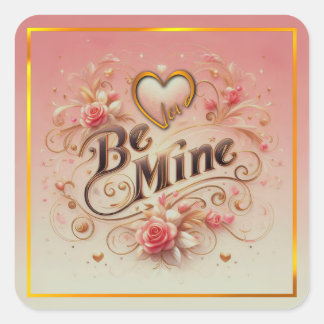 Valentijnsdag Be Mine Ontwerp met Hart, Quote Vierkante Sticker
