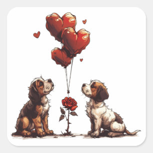 Valentijnsdag Beagle Dogs Vierkante Sticker