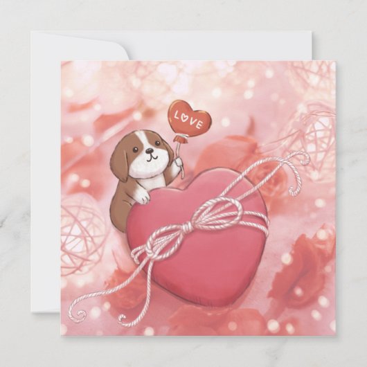Valentijnsdag: Beagle, Hart & Licht Feestdagenkaart (Voorkant)