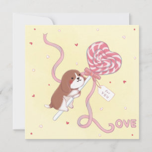 Valentijnsdag: Beagle & Lollypop Feestdagenkaart