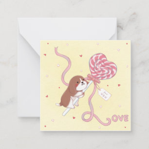 Valentijnsdag: Beagle & Lollypop Notitiekaartje