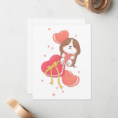 Valentijnsdag: Beagle & Macarons Notitiekaartje (Voorkant / Achterkant in situ)