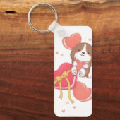 Valentijnsdag: Beagle & Macarons Sleutelhanger (Voorkant)