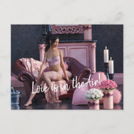 Valentijnsdag Beauty in Lingerie op de bank Briefkaart
