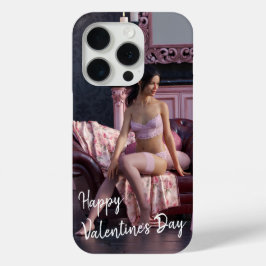 Valentijnsdag Beauty in Lingerie op de bank iPhone 15 Pro Case