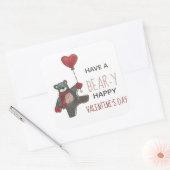 Valentijnsdag Beer Vierkante Sticker (Envelop)