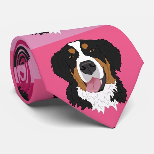 Valentijnsdag Bernese Mountain Dog Stropdas (Opgerold)
