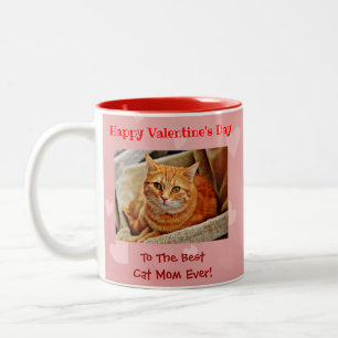 Valentijnsdag Best Cat Mam Pink Pet Foto Tweekleurige Koffiemok
