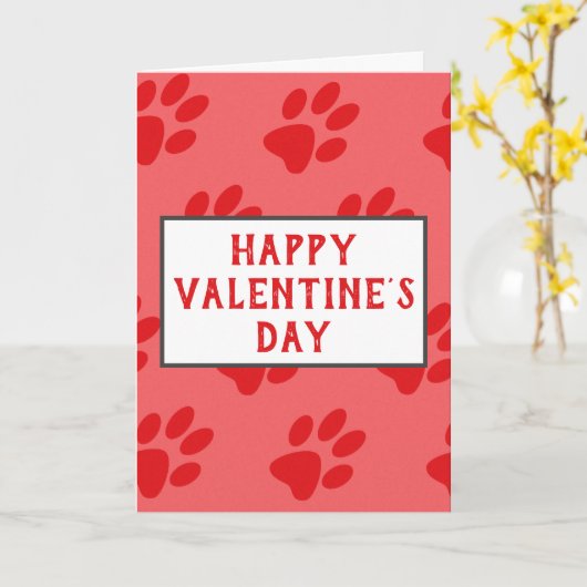 Valentijnsdag Best Dog Pap Ever Paw Prints Kaart (Gele Bloem)