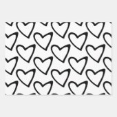 Valentijnsdag Big Hearts Black White Pattern Inpakpapier Vel (Voorkant)
