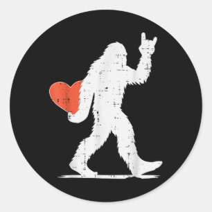 Valentijnsdag Bigfoot Rock Heart Sasquatch Dames Ronde Sticker