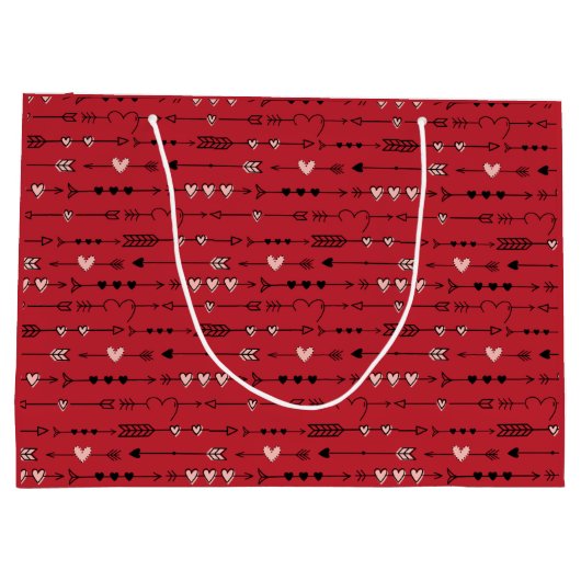 Valentijnsdag Birthday roze rode hartpijlen Groot Cadeauzakje (Achterkant)