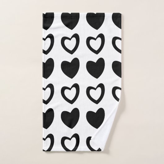 Valentijnsdag Black en White Hearts Pattern Bad Handdoek (Handdoek)