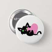 Valentijnsdag Black Kat Button (Voorkant /achterkant)