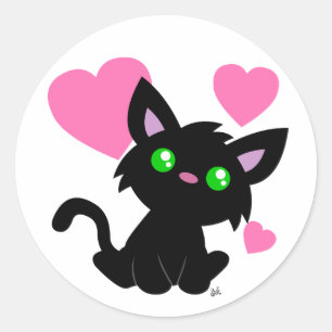 Valentijnsdag Black Kat Sticker