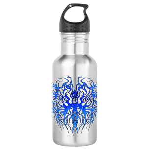 Valentijnsdag Blauw Hart Tribal Tattoo Waterfles