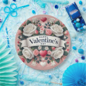 Valentijnsdag Bloemen Hart Design Papieren Bordje (Feest)
