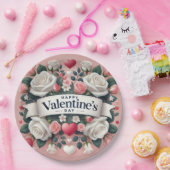 Valentijnsdag Bloemen Hart Design Papieren Bordje (Feest)