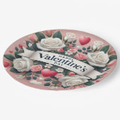 Valentijnsdag Bloemen Hart Design Papieren Bordje (Gekanteld)