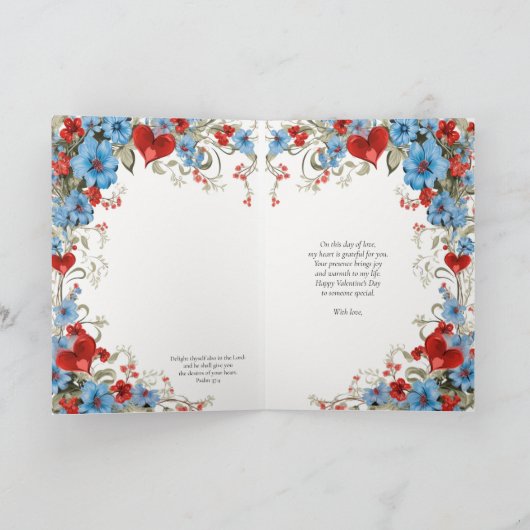 Valentijnsdag Bloemenvriendschap Christelijk Feestdagen Kaart (Binnen)