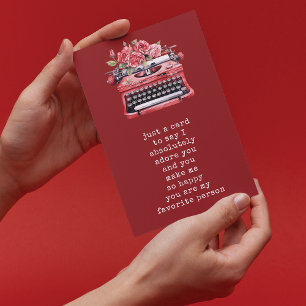 Valentijnsdag Bloemige Typewriter Persoonlijk Feestdagenkaart