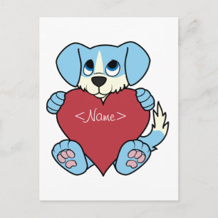 Valentijnsdag Blue Dog met rood hart Feestdagenkaart