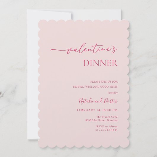 Valentijnsdag Blush Roze Minimal Invitation Kaart (Voorkant)