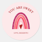 Valentijnsdag Boho Rainbow Je bent lief Ronde Sticker (Voorkant)
