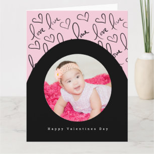 Valentijnsdag Boog Doodle Harten Patroon Foto Kaart