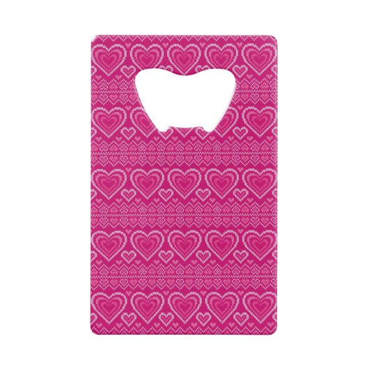 Valentijnsdag breipatroon 2 kredietkaart flessenopener (Voorkant)