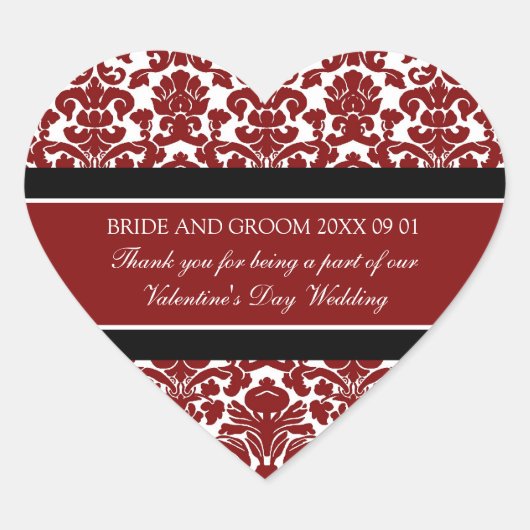 Valentijnsdag bruiloft gunst Labels rood damask (Voorkant)