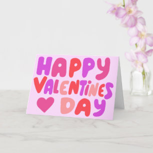 Valentijnsdag Bubble Letters Roze Curvy Retro Kaart