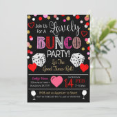 Valentijnsdag Bunco Party Invitation Kaart (Staand voorkant)