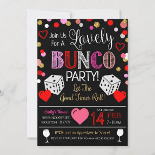 Valentijnsdag Bunco Party Invitation Kaart