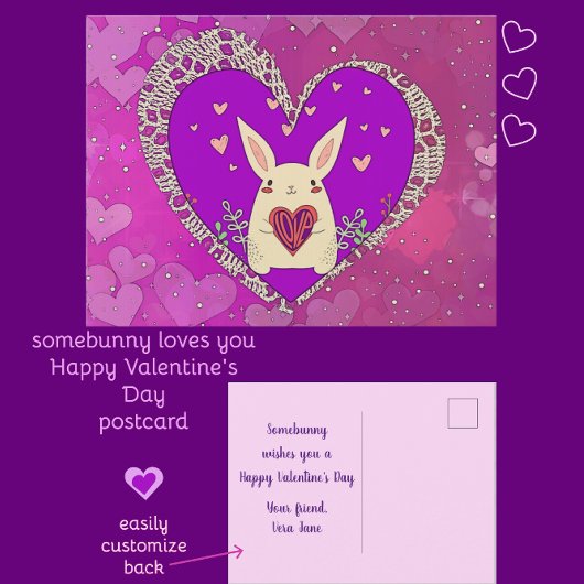 Valentijnsdag Bunny met Love Heart Briefkaart