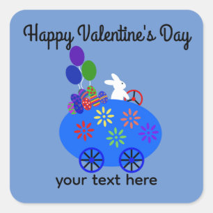 Valentijnsdag Bunny Riding Egg Car #3 Sticker